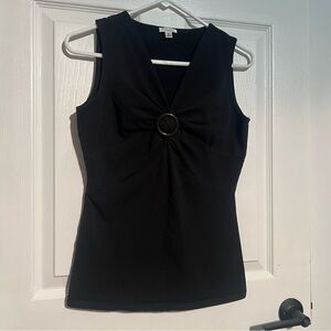 Nine West Black Sleeveless Blouse with Ring Detail